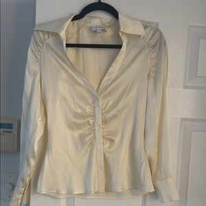 Intermix Cream Long Sleeve Ruched Blouse, never worn.